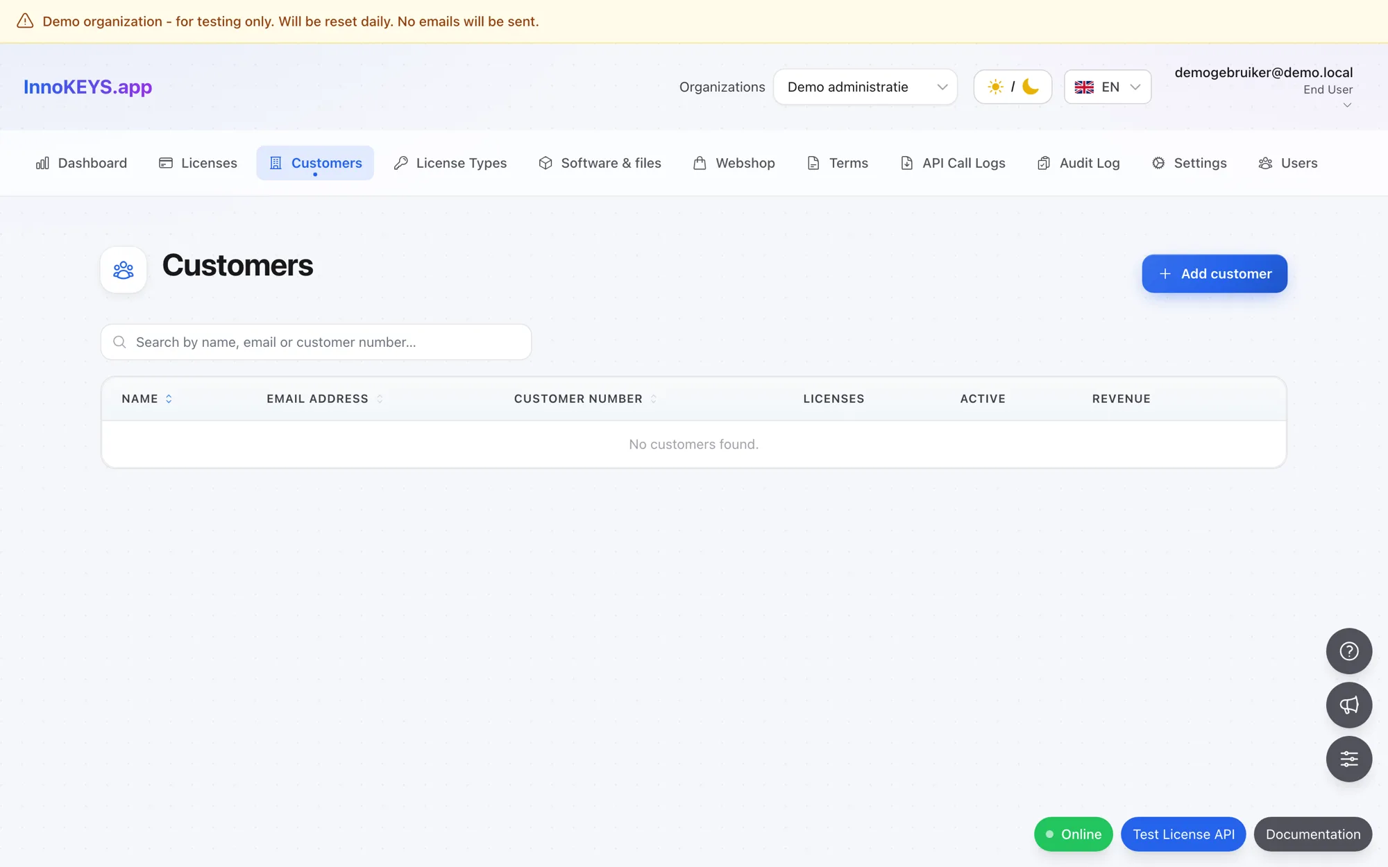 Customer management in InnoKEYS