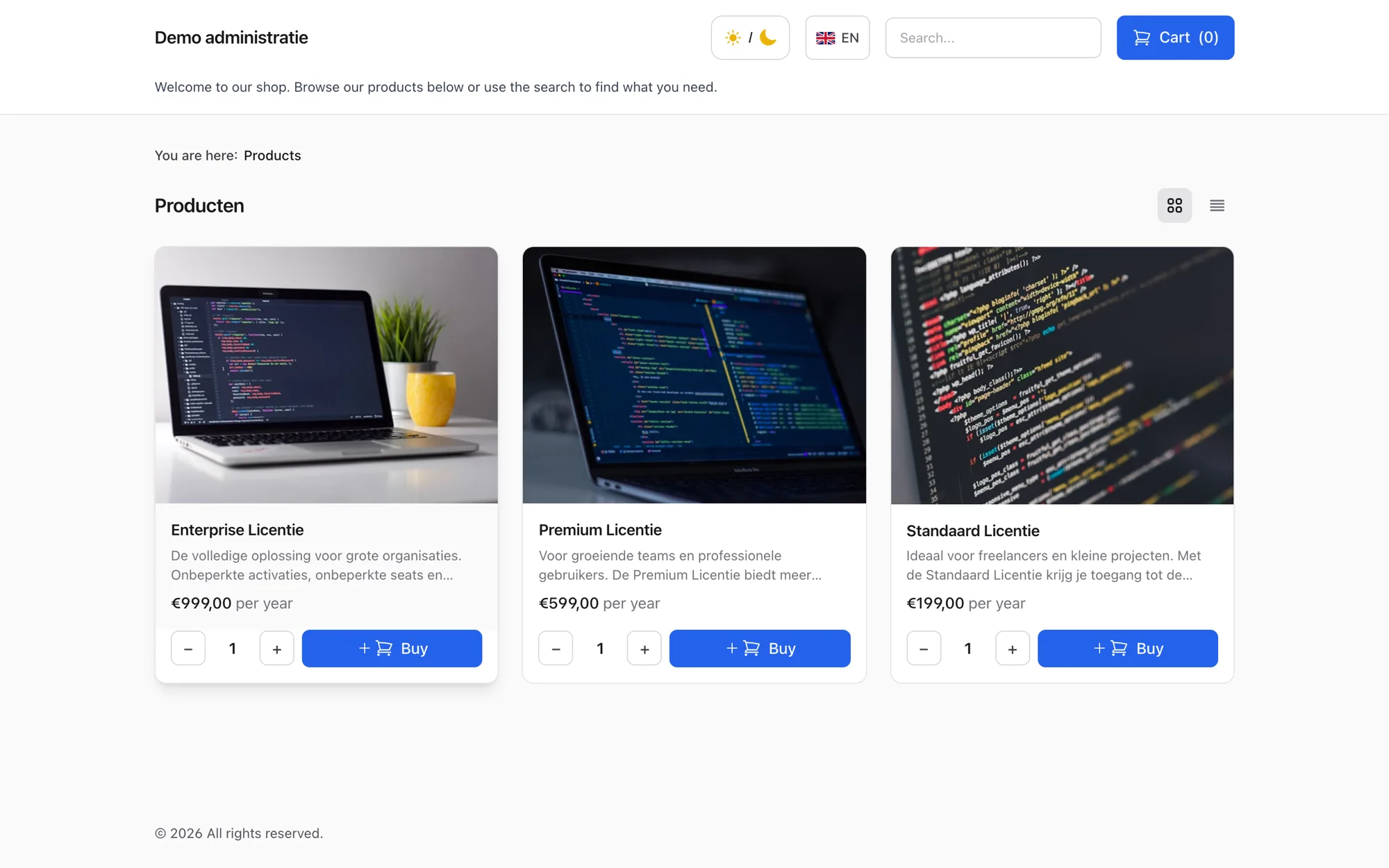 InnoKEYS public webshop with license products